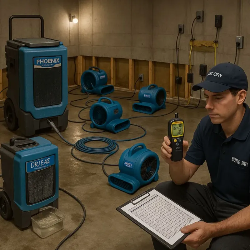 Structural Drying and Dehumidification process in Cloverdale, CA